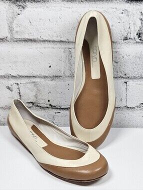 Taryn by Taryn Rose Cream Tan Patent Leather Ballet Flats Women's Size 9